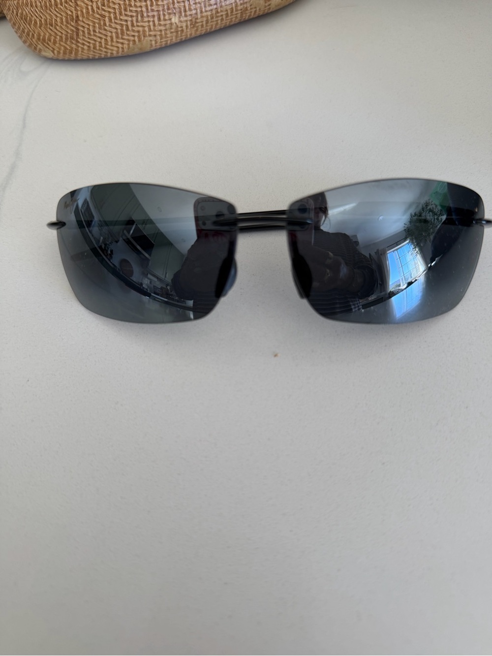 Maui Jim MJ Sport Rimless Polarized Sunglasses Black/Gray + Original Case